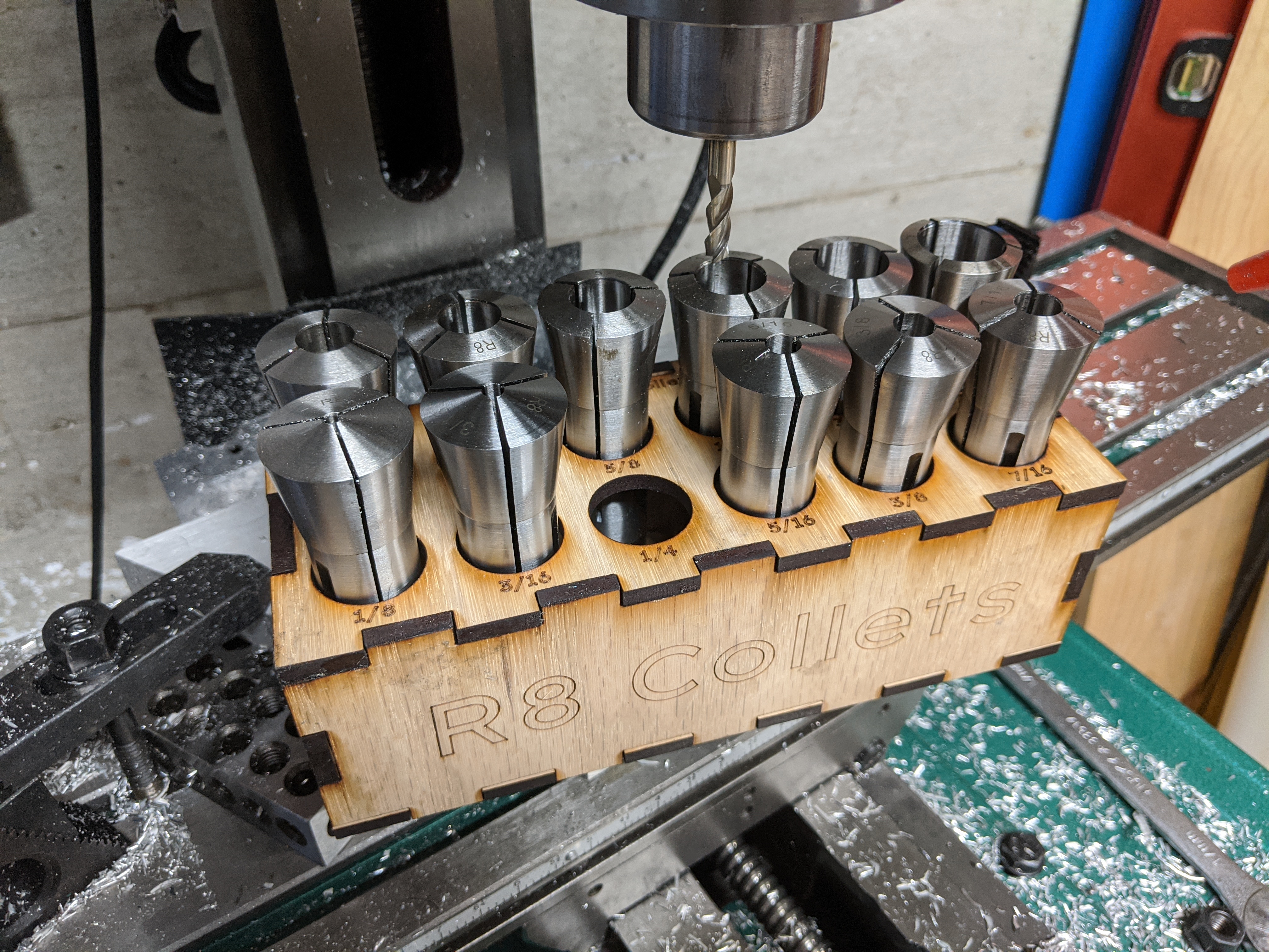 Laser Cut Wooden R8 Collet Organizer
